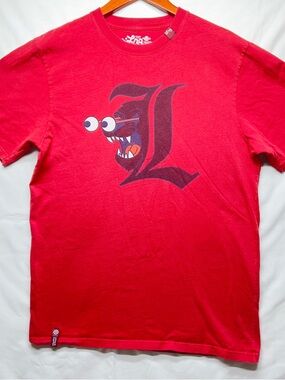 LG Red Graphic Tee with White Logo Print